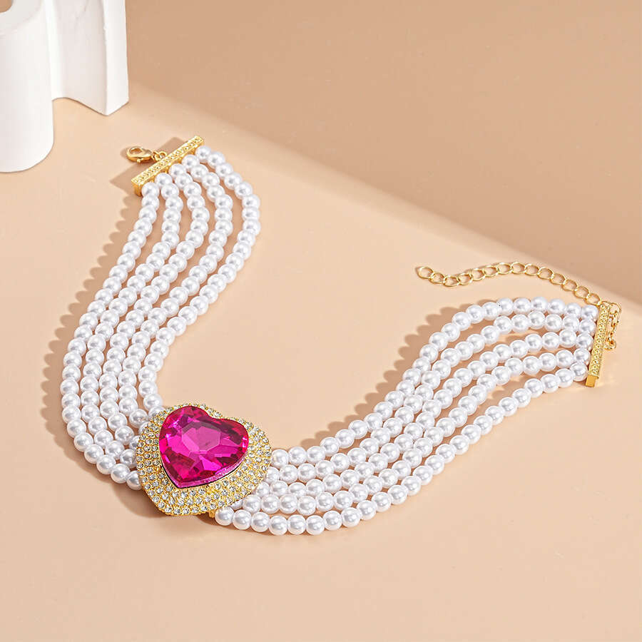 love ring Luxury Love Pearl Earrings Exaggerated Noble Necklaces Emerald Heart Danglers Jewelry Sets Birthday Gift Anniversary