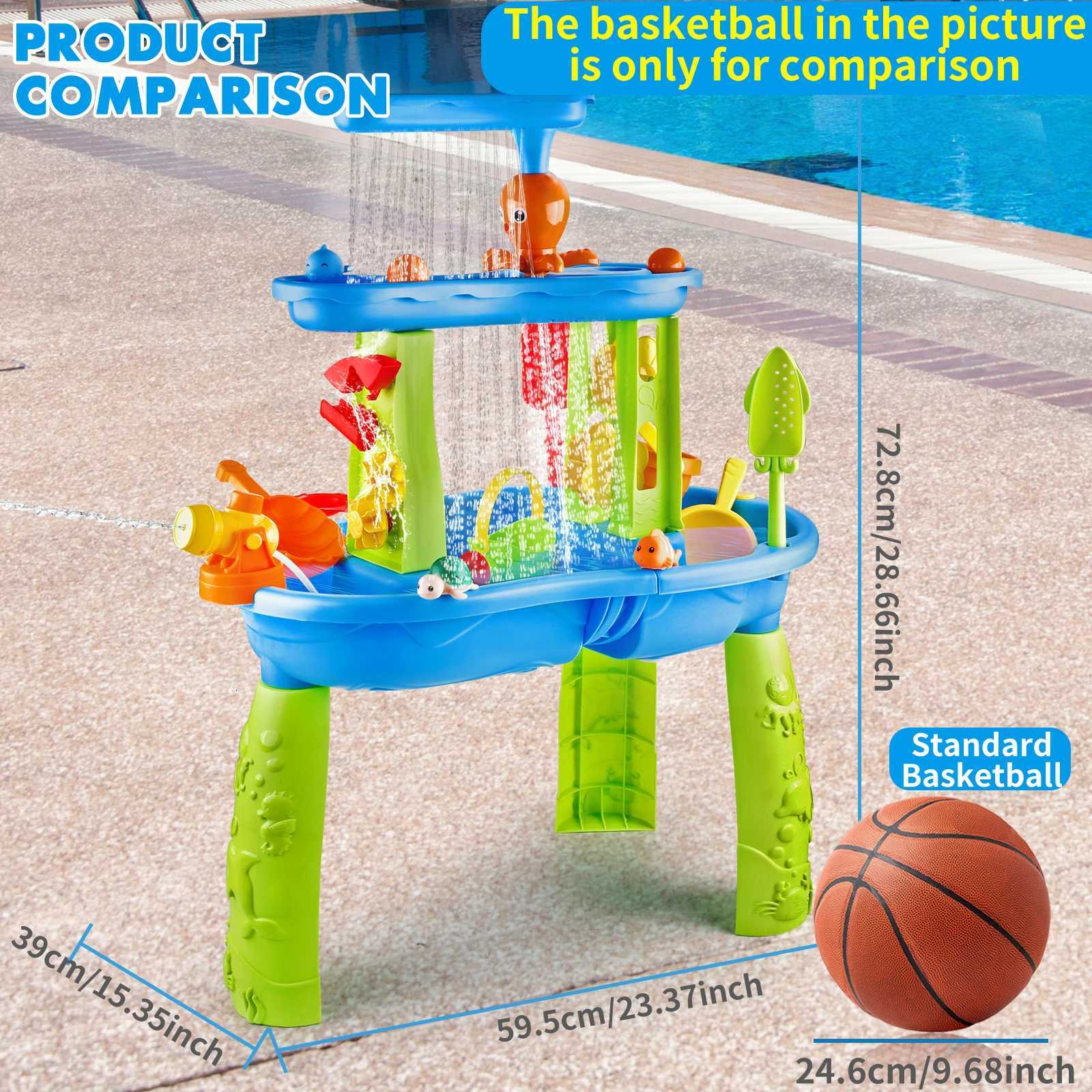 3-Tier Kids Splash Sand Table Water Toys Rain Showers Splash Pond for Outdoor Beach Backyard Halloween/Christmas/Thanksgiving W250823