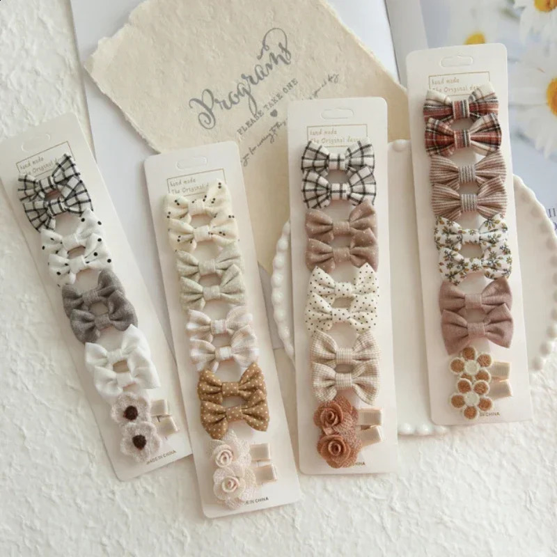 10Pcs/Set Childrens Hairpins Cute Headwear Hair Accessories Bow for Baby Girl Scrunchie Hair Clips Kids Barrettes Headwear 250822