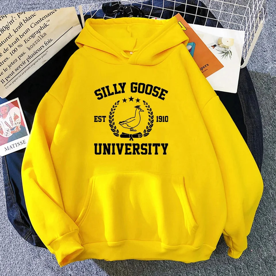 Silly Goose University Hoodie Women Aesthetic Graphic Hoodies Unisex Autumn Winter Hip Hop Casual Vintage Pullovers Sweatshirts 250823