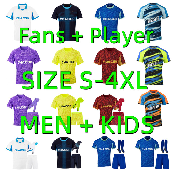 24 25 26 maillot de foot MarseilleeS GREENWOOD soccer jerseys 2025 2026 Player version OM HOJBJERG BALERDI OM ROWE Paixao ROWE RABIOT RULLI Men kids kit football shirt
