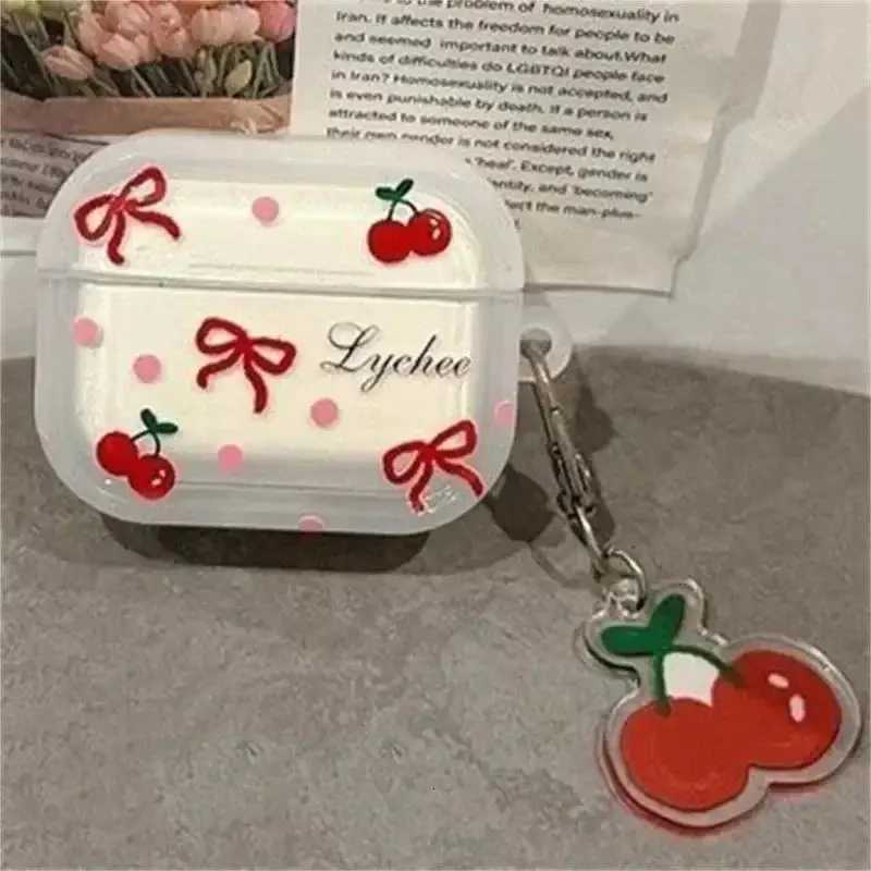 Lovely Cherry Blossom Bow For Air Pods 4 3 Pro 2 1 Bluetooth Headphones Cover with Keychain Silicone Cover Protective Case X250822