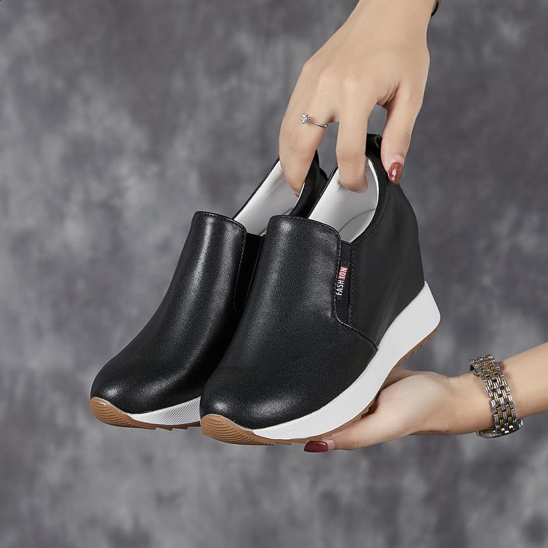 White Wedge Shoes Women Sneakers Spring Autumn Hidden Heels Ladies Loafers Shoes Casual Comfort Wedges Platform Female Shoes 240615