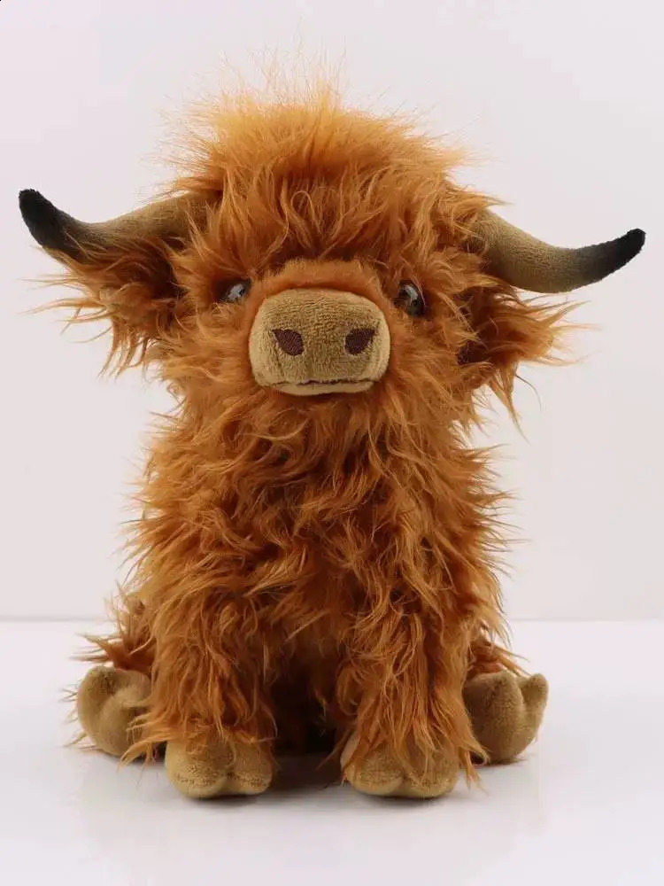 Simulation Highland Cow Plush Animal Doll Soft Stuffed Highland Cow Plush Toy Kawaii Kids Baby Gifts Toy Home Room Decor 250823