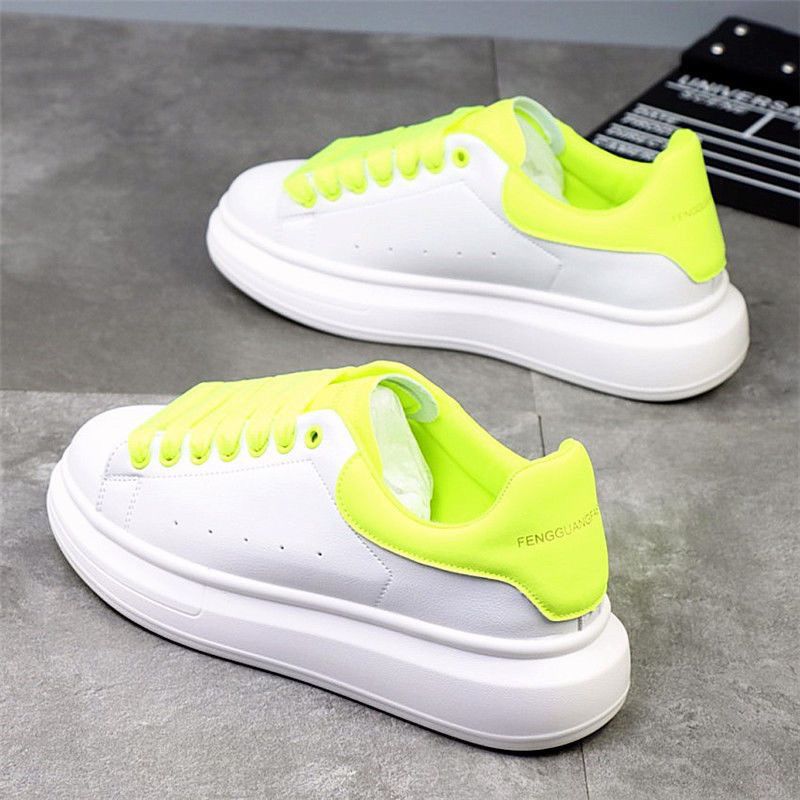 free Shipping Thick soled inner height increasing deep blue tailboard shoes casual versatile men women shoes sports trendy shoes for couples white Sne