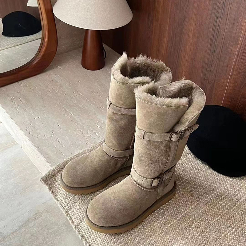 2025 New Design Versatile Fashion Snow Boots Winter Plush Anti Slip Long Boots Comfortable Soft Sole Women Winter Boots belt Buckle is detachable Free
