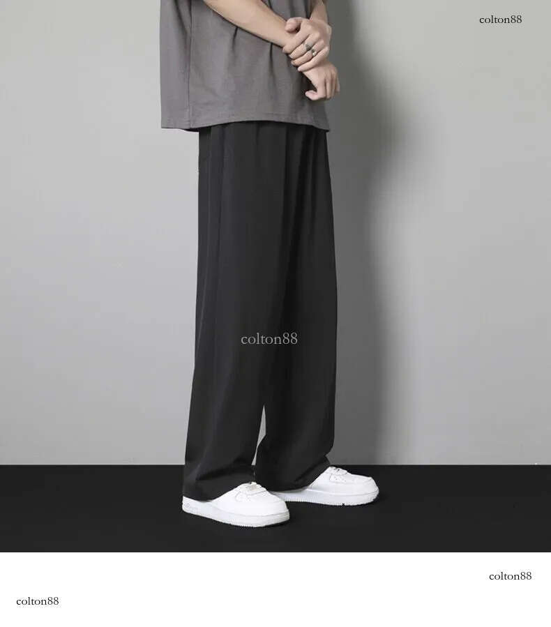 Men's Pants Sweat Straight Summer Thin Ice Silk Quick-Drng Loose Casual Trousers Ultra-Thin Wide-Leg Sweatpants