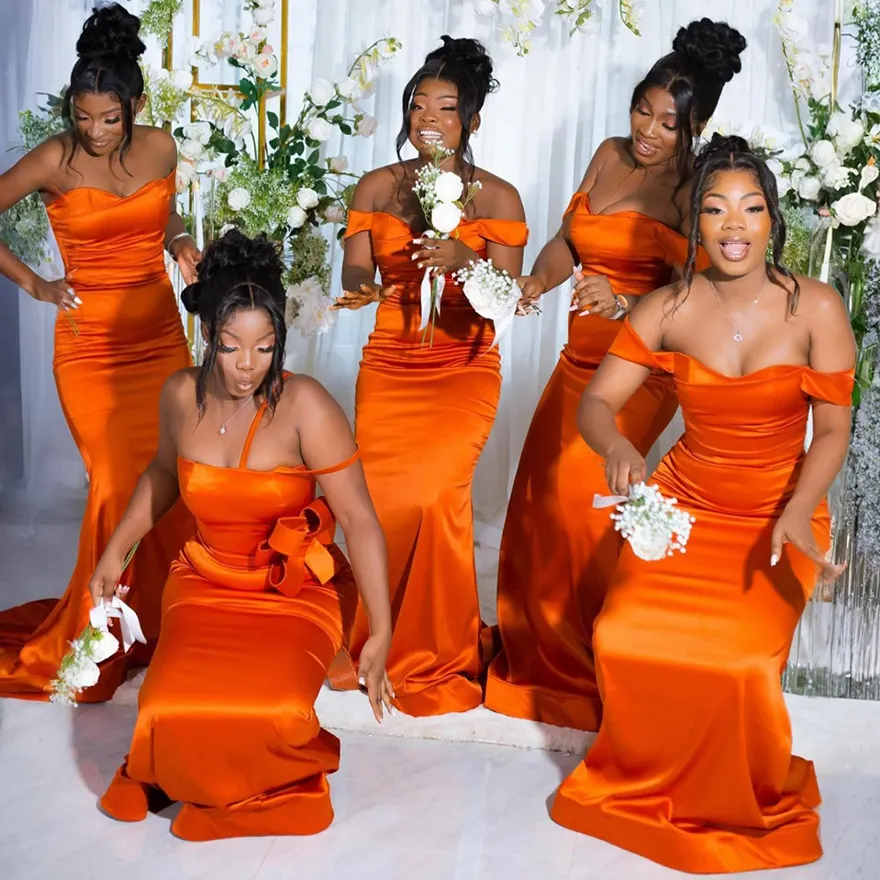 Mermaid Bright Orange Bridesmaid Dresses for Women 2026 Wedding Party Dress Bride Guest Maid of Honor Gowns Robes De Soiree Mariage Custom
