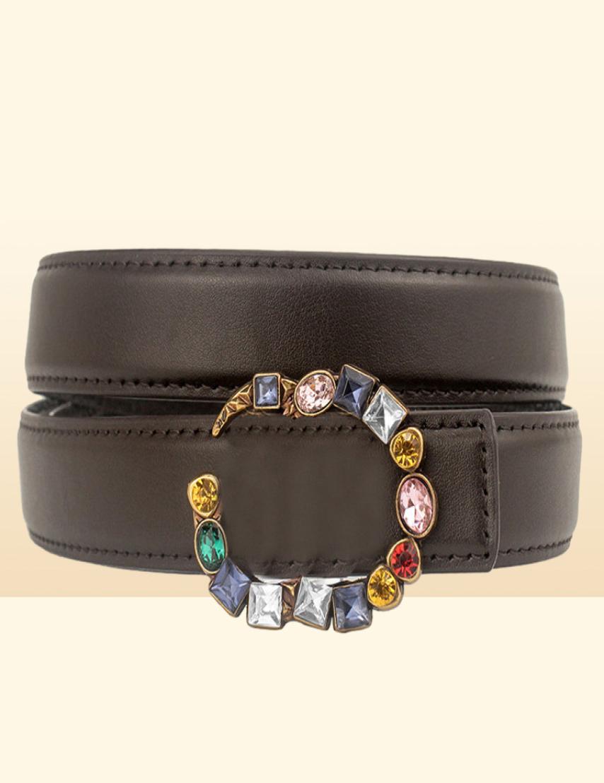 Stylish Women Colorful Diamond Belts Designer Letter Rhinestones Belts Lady Width 24CM Alphabet Crystal Buckle Belts Ceinture For6670798