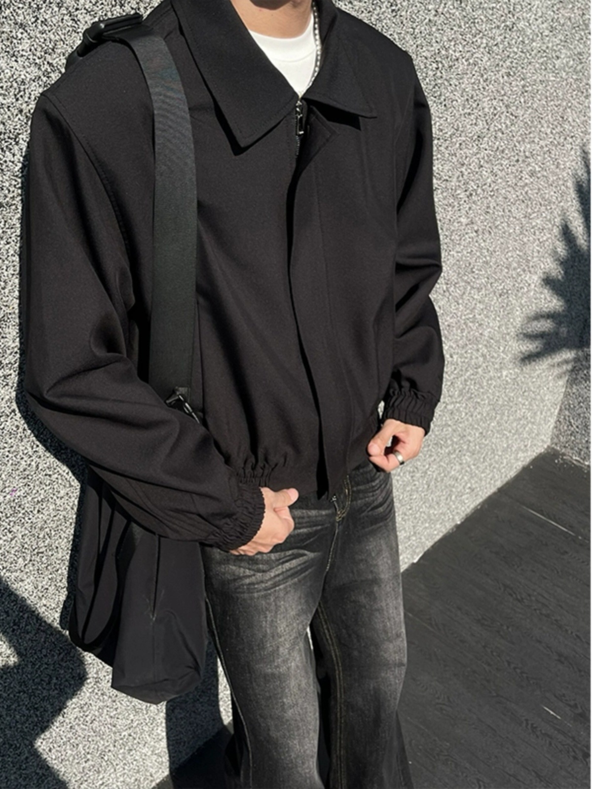 M82506 New spring and autumn men's outdoor casual jacket coat middle-aged and young stand-up collar jacket loose large size