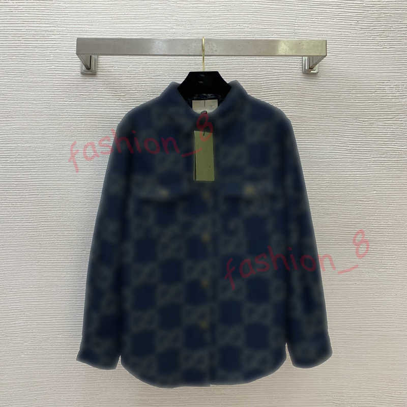 Designer Women's Jackets New Full Body Letter Jacquard Denim coat Double Pocket Buttoned Turn-down Collar Loose Style Long Sleeve Denim Shirt size S-XL