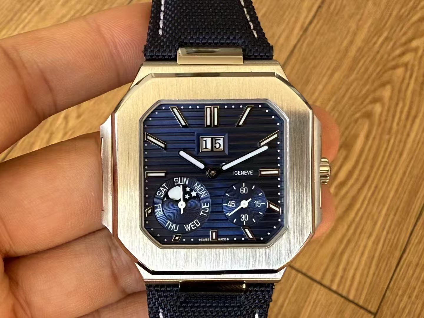 Cubitus 5822P Sunburst Blue Mens Watch Ultra Thin Luxury Wristwatch 240 Automatic Stainless Steel Sapphire Crystal