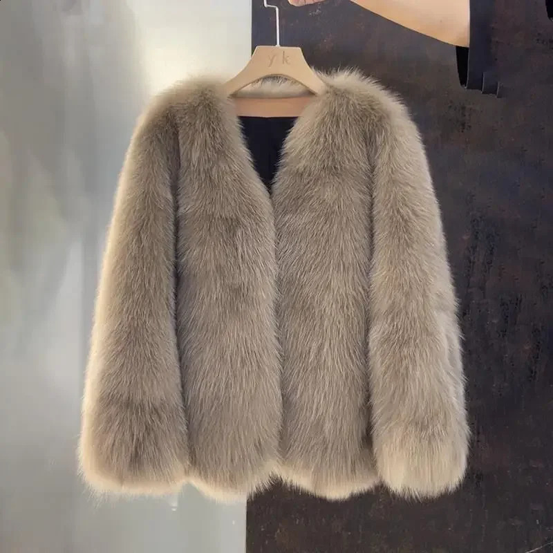 Haining fur coat young medium to long 2024 furry autumn and winter thickened top veste femme 250823