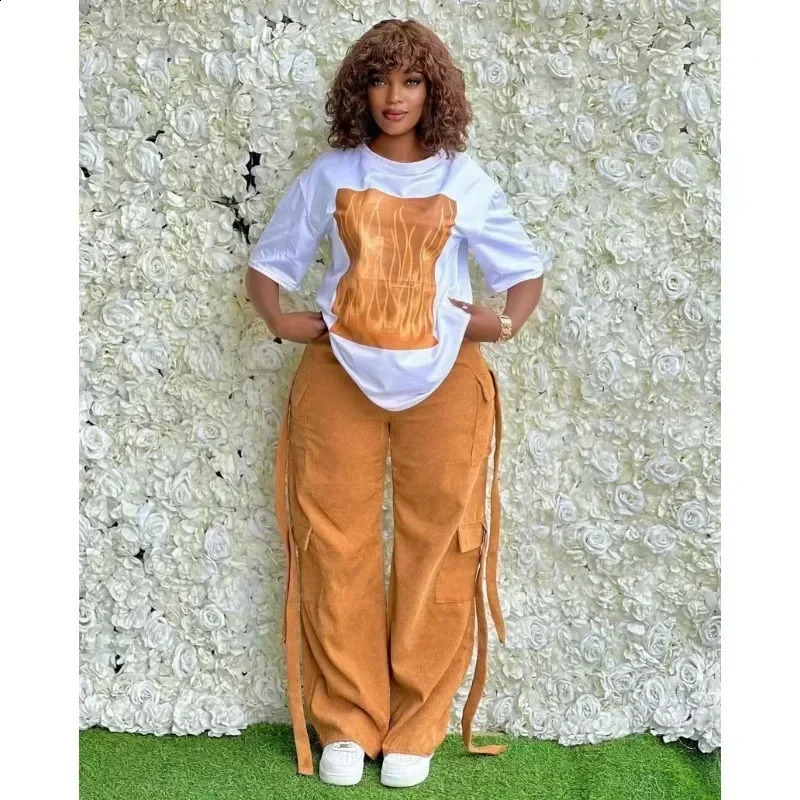 2 Piece Women Sets Dashiki African Arrival Spring Summer Matching Two Pieces Top Pants Suits Outfits Clothing 250823