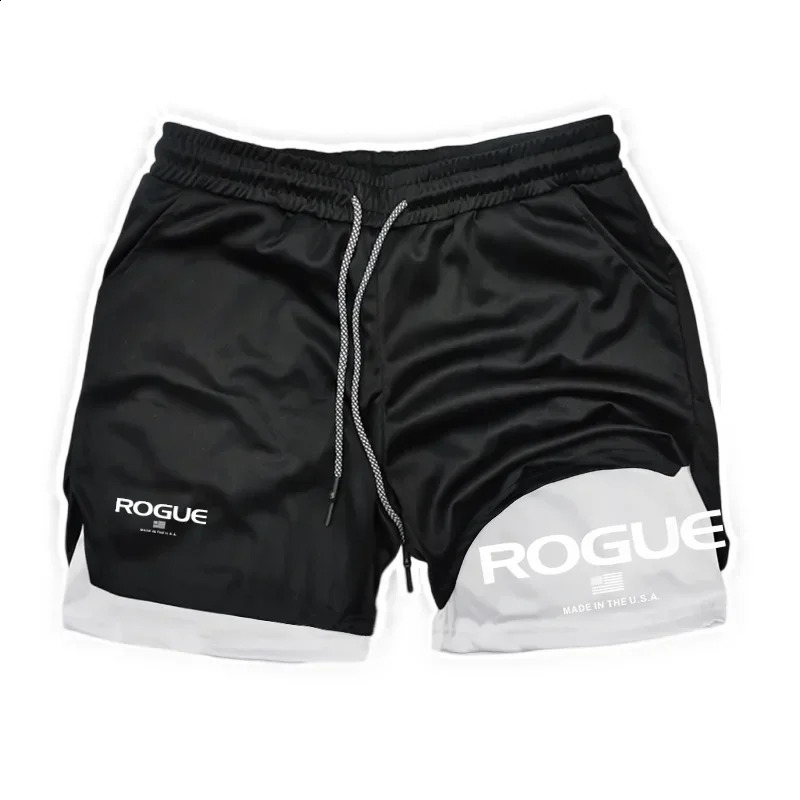 Rogue Gyms Fitness Shorts Men Summer Sportswear 2 in 1 Doubledeck Compression Male Sports Tracksuits Track Joggers Short 250823