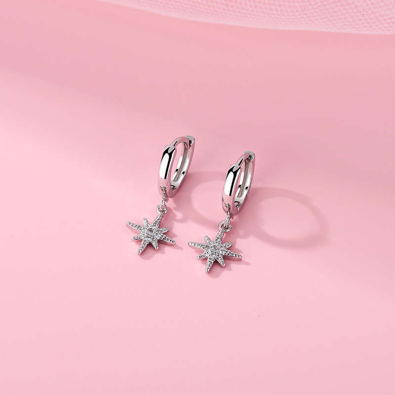 Hexagonal star earrings Earring For Women Earrings Drop Friends Birthday Crystals Austria Round Cut Silver Gold Color Pierced Jewelry