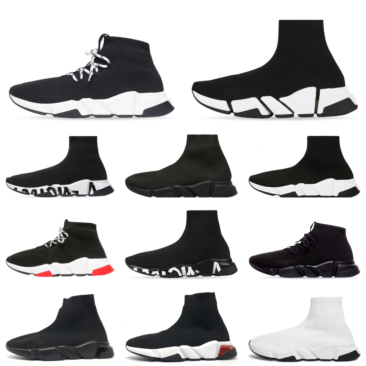 Designer Sock Runner Shoes Trainers Men Women High Low 2.0 3.0 4.0 Graffiti White Black Speed Casual Shoes Red Beige Clear Sole Lace-up Mesh Socks Flat Platform Sneakers K8