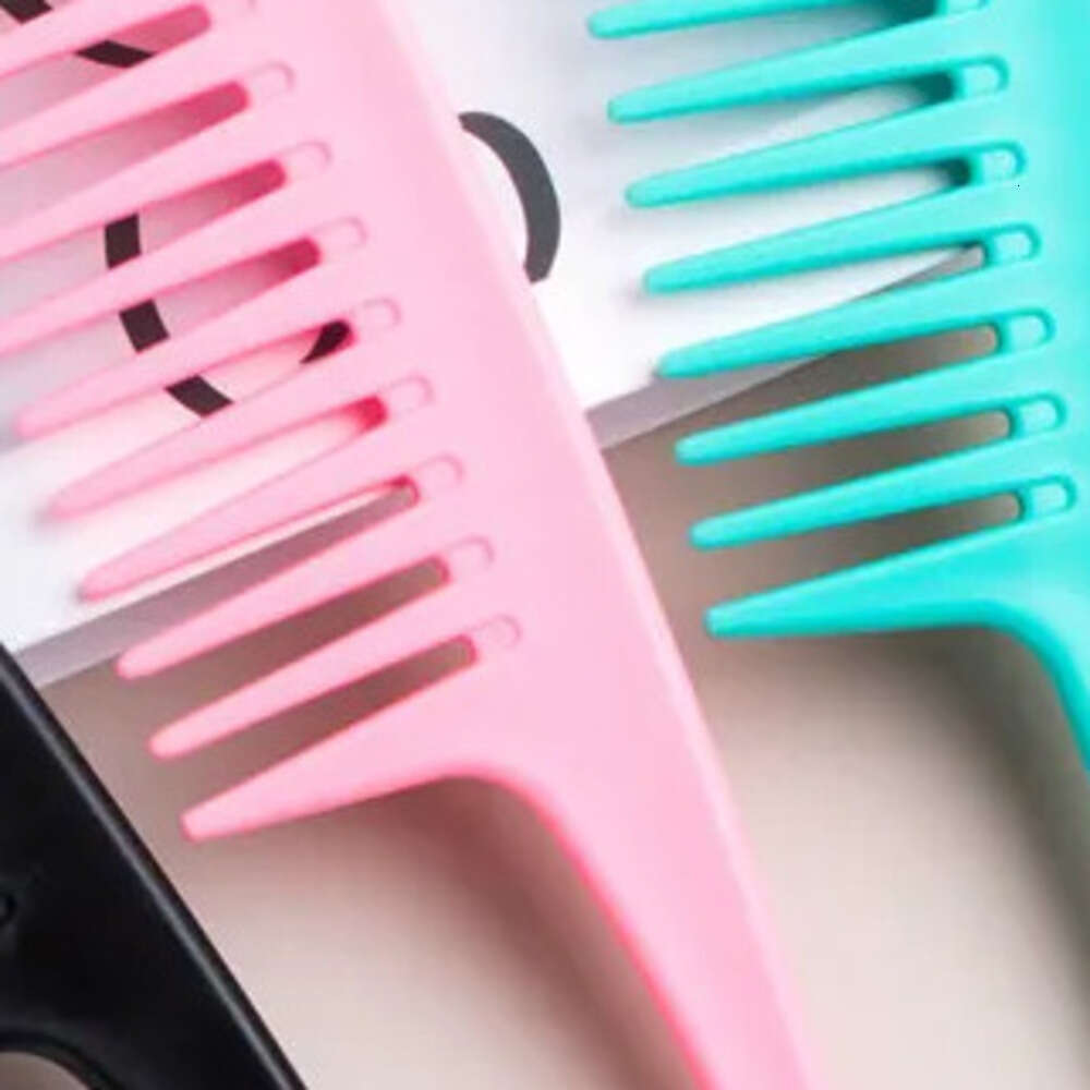 New Wide Tooth Curved Hook Comb Plastic Large Tooth Comb Can Hook Large Wave Curling Hair Perm Comb Peine De Gancho Curvo De Dientes Anchos Gebogener 