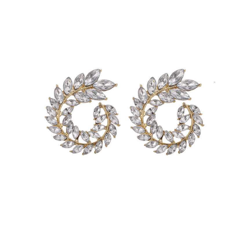 Hot selling gold plated silver luxury earrings Fashion Jewelry Earrings Letter studs geometric famous women's round diamond crystal pearl