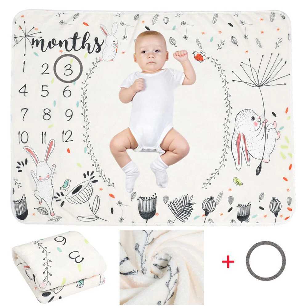 Ylsteed Baby Monthly Milestone Blanket Fleece Photography Background Prop for Boy Girl Lion Animal Rabbit Print Shooting Blanket L250822