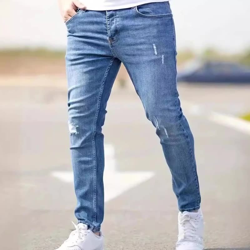 Designer jeans Men's Fashion Jeans Casual Slim Fit Stretch Ripped Denim Skinny Pants S-2XL