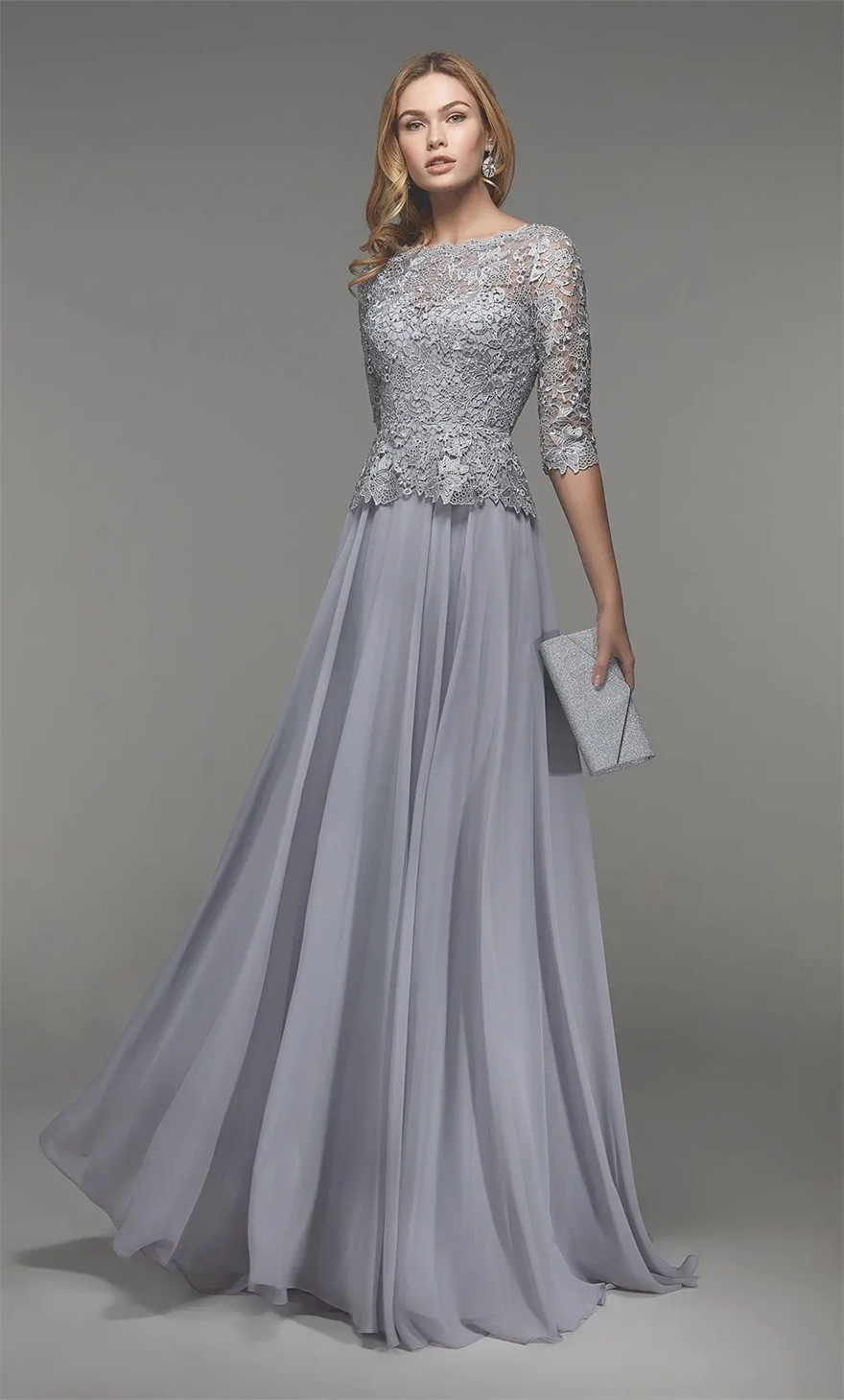 Elegant Mother of the Bride Dress 2025 Round Neck Lace Chiffon A-Line Wedding Groom Guest Party Gowns Ceremony Robe De Soiree