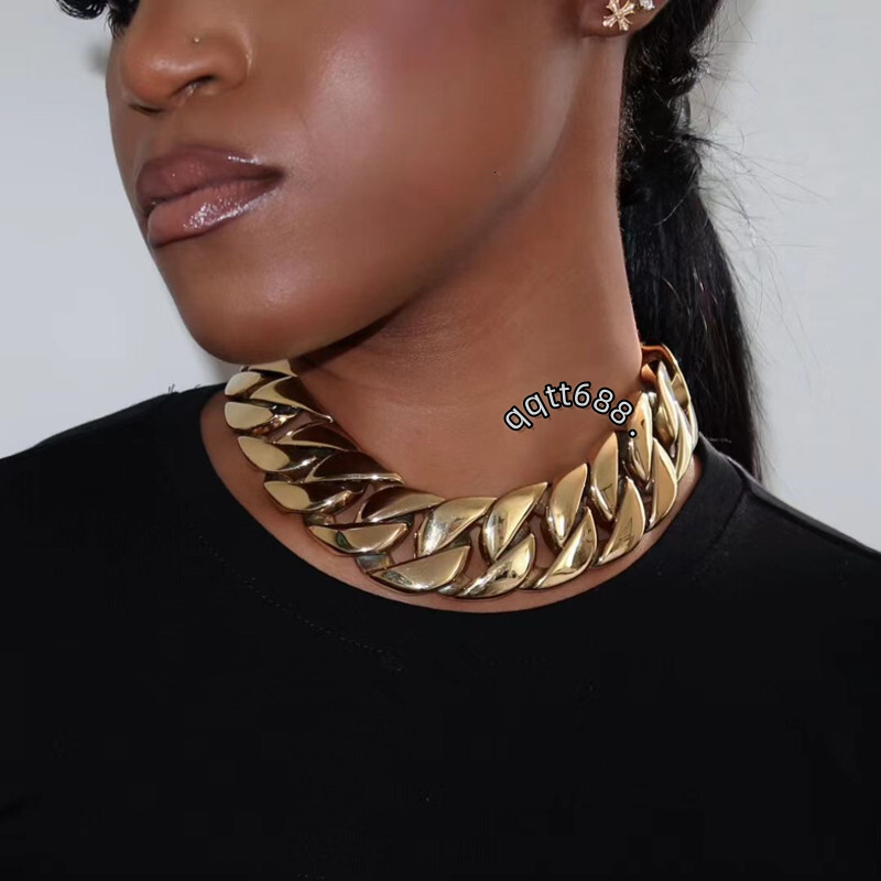 Womens Solid Stainless Steel Chunky Cuban Link Chain Choker Necklace Heavy 18K Gold Plated New Gold Chain Designs