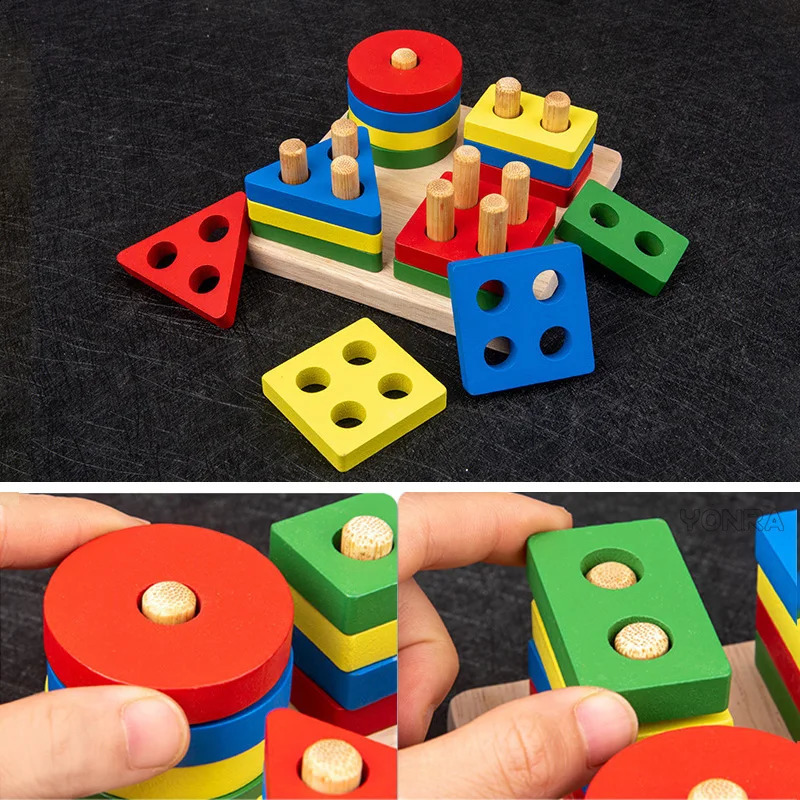 9 in 1 Wooden Montessori Toys Rattle Bell Drum Column Set Musical Instruments Sensory Early Toy Toddler Education 250822