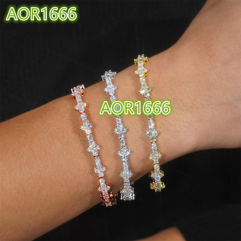 Hot Wholesale Unisex S925 Silver 3/4mm Cross Tennis Bracelets Males D-Color Hip Hop Moissanite Bracelet