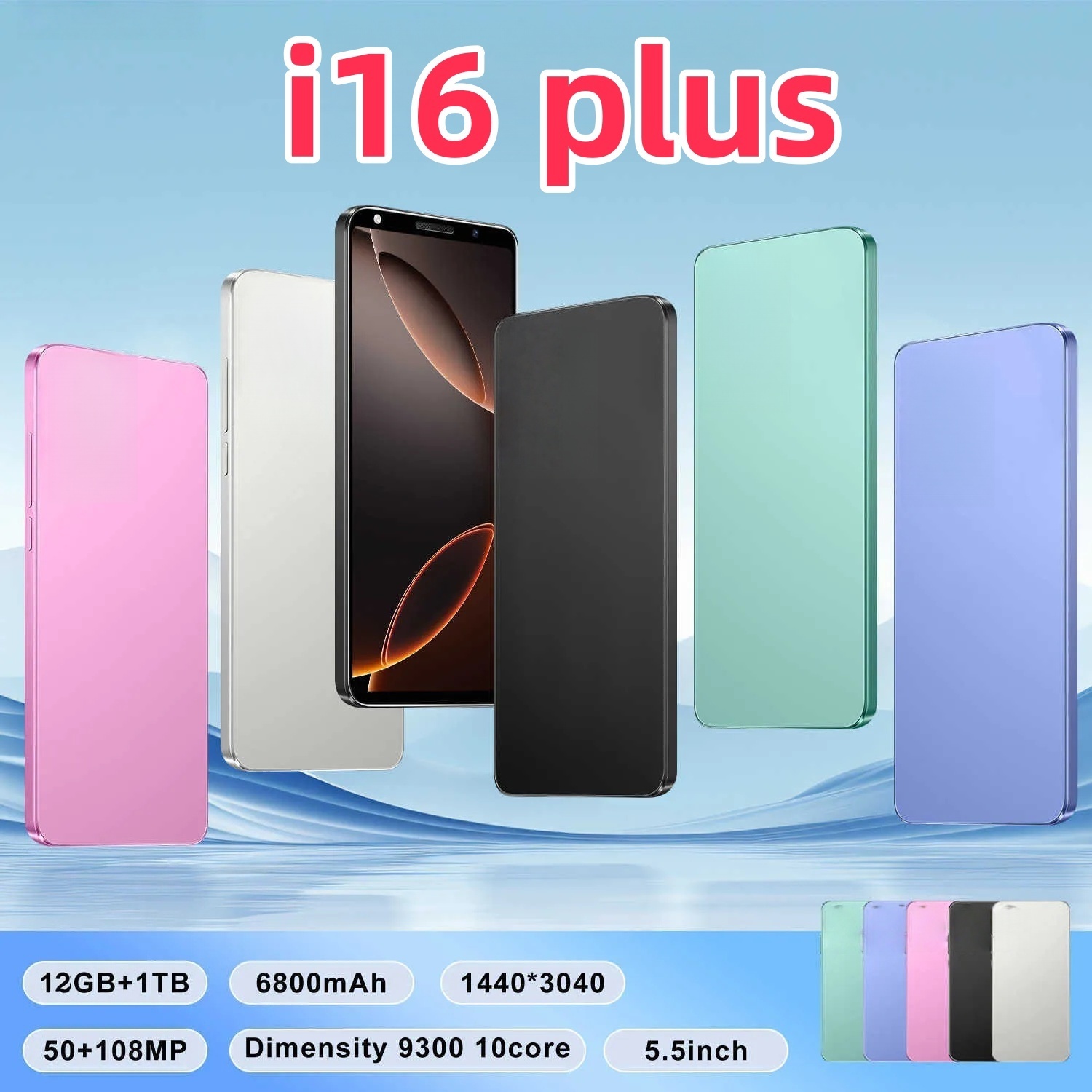 I16Plus High-end Phone 7.3 HD Screen Smartphone 5G Android 14 Phone 12G+1TB Dual SIM Card