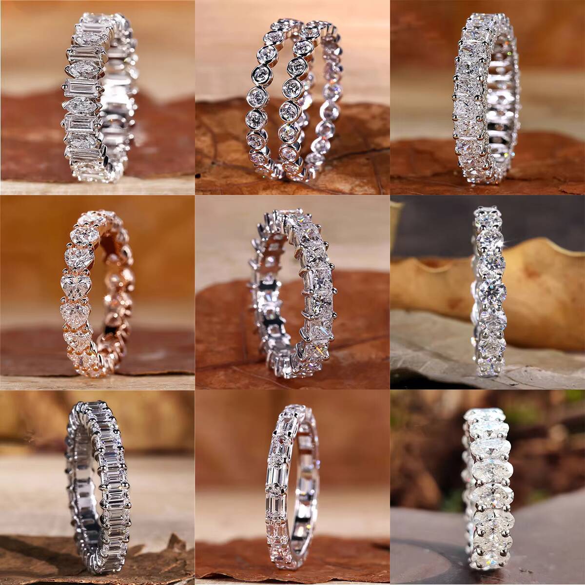 Custom Princess Lab Grown Diamond Eternity Ring Custom IGI 18K Gold Lab Created Diamond Wedding Band Ring Women Jewelry