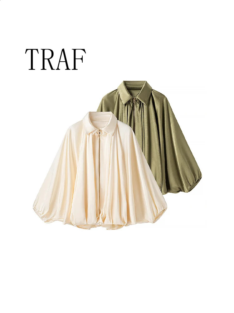 TRAF European and American style summer fashion trend solid color womens clothing series puff sleeve pilot jacket 250822