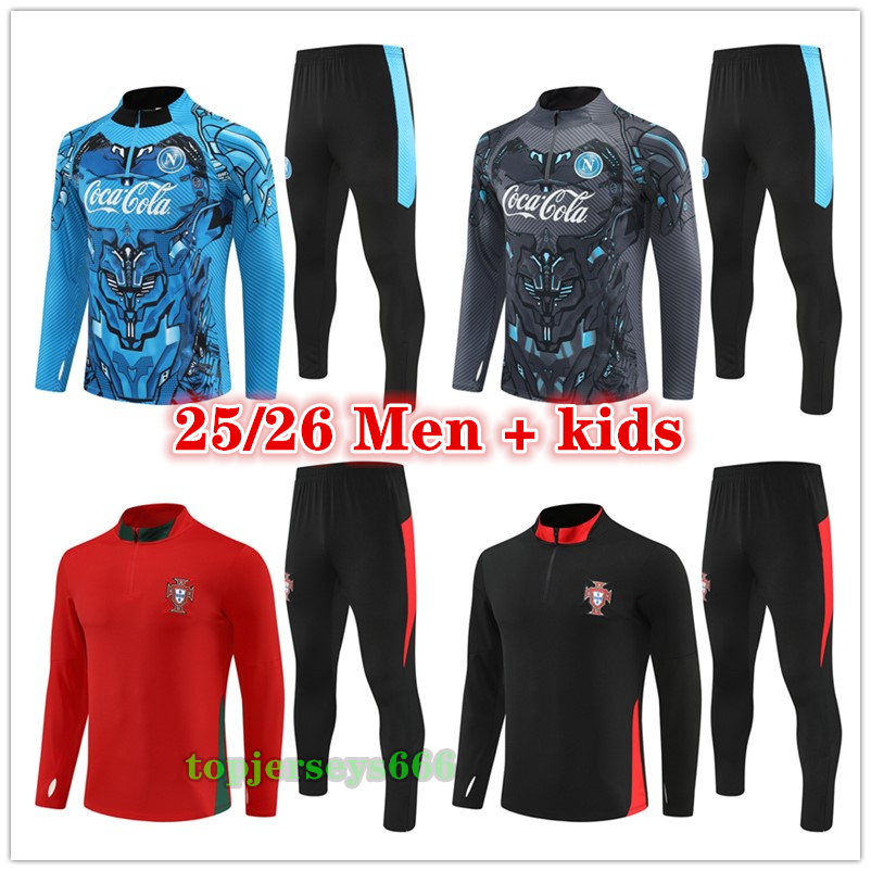 2025 2026 Napoli soccer tracksuit Men and kids kit 24 25 26 Portugal football tracksuit jersey training suit Survetement Foot chandal futbol tuta