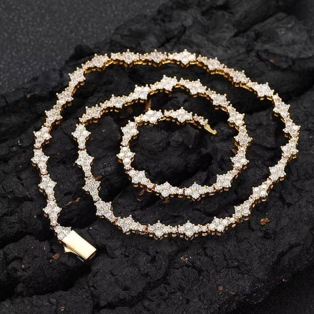 Wholesale Hip Hop Jewelry Fashion Ice Cube 16K Gold 925 Silver 6.5mm Tennis Necklace for Men and