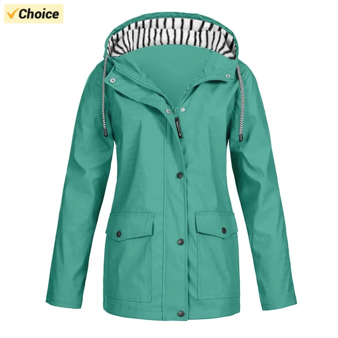 Raincoat Women Waterproof Long Hooded Trench Coats Lined Windbreaker Travel Jacket Solid Stripe Rain Jacket Outdoor Plus Waterpr 250823