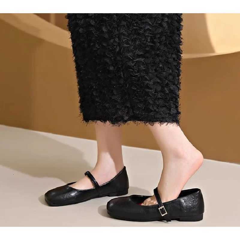 2025 New Wens French Vintage Mary Janes - Genuine Leather Flats with Antique Brass Buckle Low Heel Dress Shoes for Spring Y250823