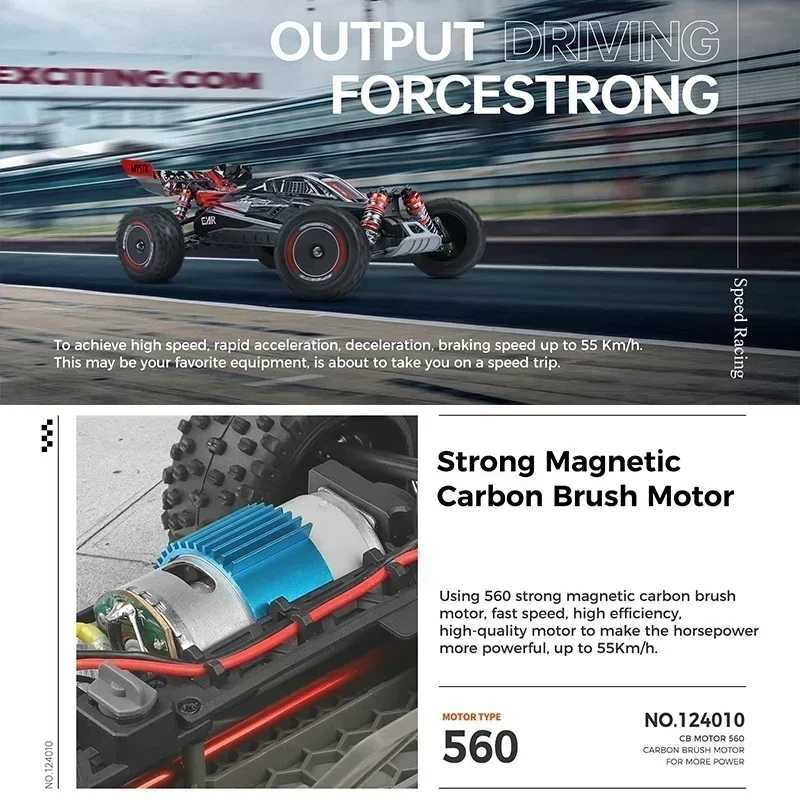 WLtoys 124010 55KM/H RC Car Professional Racing Vehicle 4WD Off-road Electric High Speed Drift Remote Control Toys for Children L250822