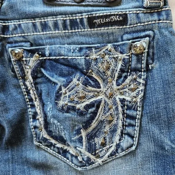 Gothic Womens Cross Rhinestone Jeans Y2K Clothes Fashion Hip Hop Retro Shiny Washed Blue Baggy Jeans High Waist Slim Trousers 250823