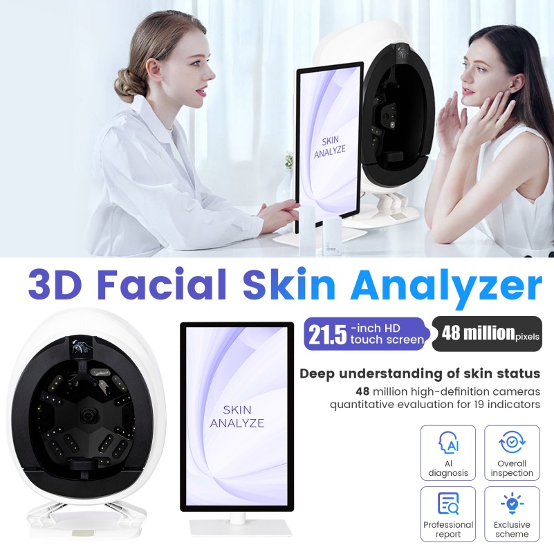 New AISIA Q2 3D AI Facial Skin Analyzer Magic Mirror Detection Skin Problem Diagnosis 8 Spectrum Analysis Results