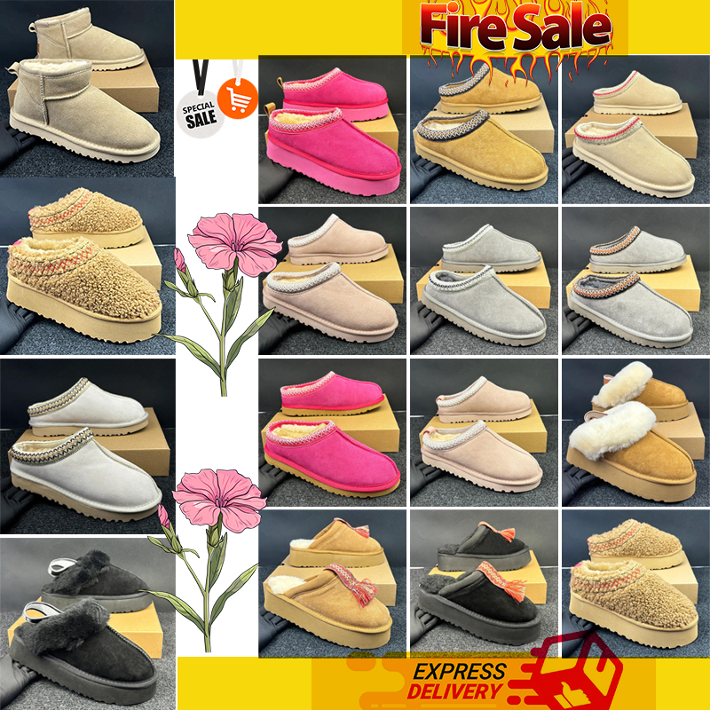 2025 new tasman slippers designer shoes platform slides boots designer womens tazz ultra mini wool slides fluffy fur leather women slider top quality