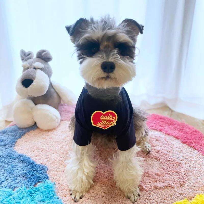Designer T Shirts Brand Apparel Soft, Lightweight Puppy Shirt Vest for Small and Medium Dogs Cotton Dog Clothes with Classic Letter Heart Pattern Dark