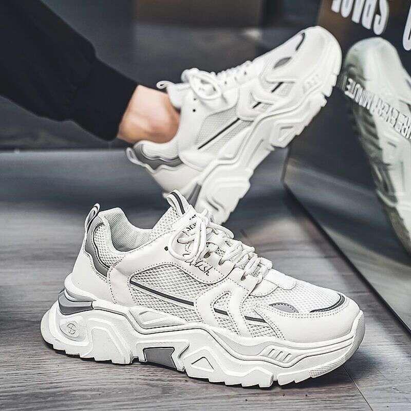 Men's Summer Breathable New Style Trend All-match Youth Sports Leisure Thick Bottom Heightening Little White Dad Shoes