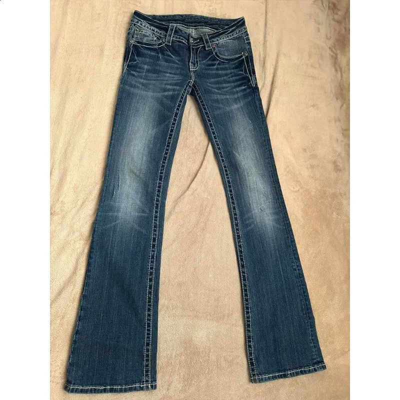 Harajuku Pocket Cross y High Quality Jeans Women American y2k Millennial Girls Low Waist n Straight Flop Pants Z260313