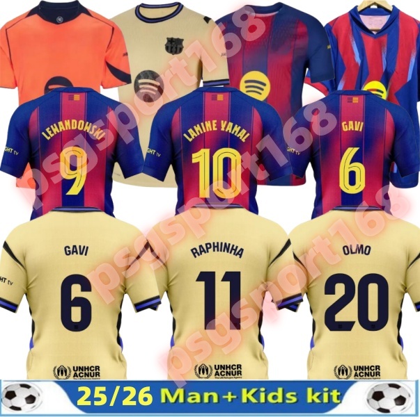 S-4XL 25/26 LAMINE YAMAL 10# Lewandowski 9# soccer jersey OLMO KESSIE GAVI 6# Raphinha FERRAN SENYERA 2025 2026 football shirt kids Kounde men kids kit