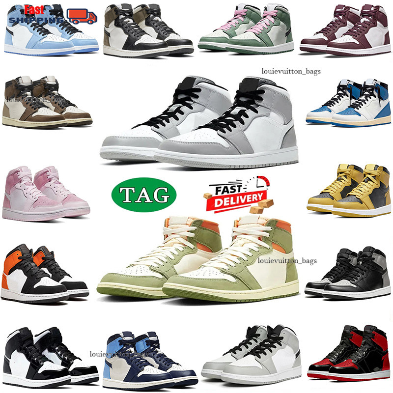 1S Basketball Shoes For Men Women 1 Sneakers Dark Mocha Black White University Blue Bred Patent Lucky Green Light Grey Outdoor Sports Mens Trainers Size 36-47 723D9