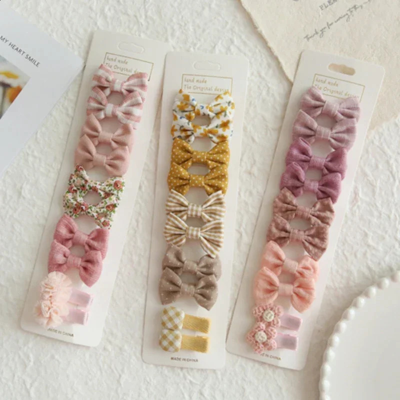10Pcs/Set Childrens Hairpins Cute Headwear Hair Accessories Bow for Baby Girl Scrunchie Hair Clips Kids Barrettes Headwear 250822