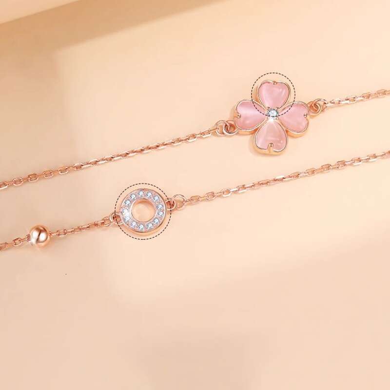 Bracelet Womens Charm Bracelets S925 Silver 18K Gold Plated Natural Chalcedony Luxury Jewelry Gift for Women