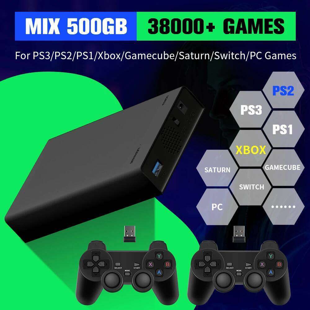 500G Hard Drive With 38000+Games Xbox/PS3/PS2/Gamecube/Wii/Wiiu/Switch 3 System in 1 Plug&Play Game Consoles For WIN PC