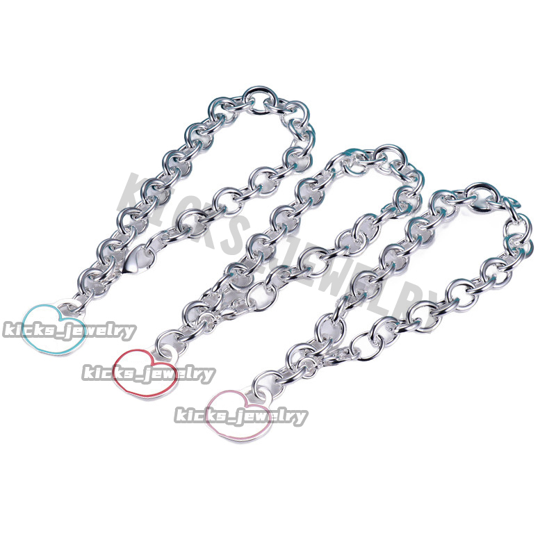 Classic designer bracelet, enamel bracelet, heart tag bracelet, heart bracelet, chunky chain bracelet, stylish, comes with gift box and dust bag