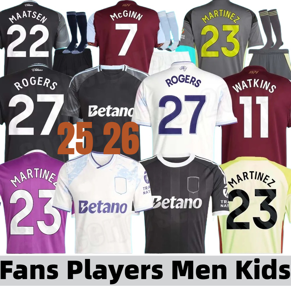 Aston Villashirt 25 26 BAILEY MALEN Soccer Jersey 150th Home Away Third 2025 2026 McGINN ONANA WATKINS KONSA MARTINEZ Men Kids Kit Football Shirt top Set